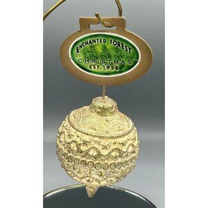Kurt S Adler Enchanted Forest Christmas Ornament Gold Glitter Ball 4" VTG Decor